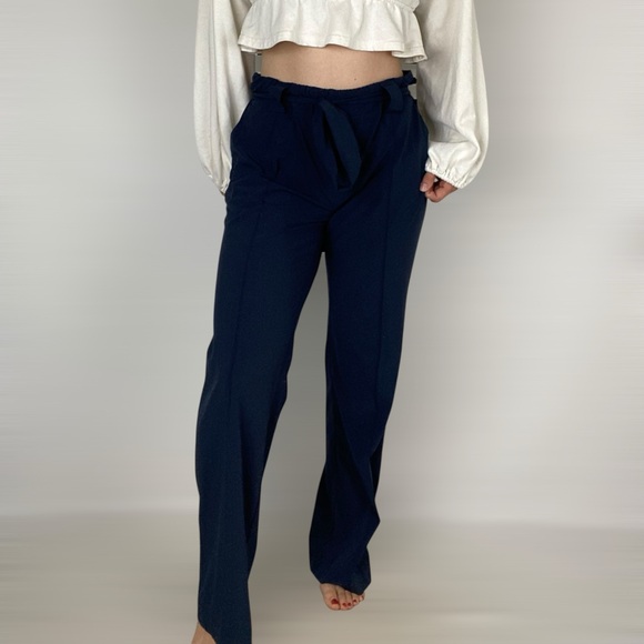 ATHLETA‎ Skyline Belted Navy High Waisted Pants Stretchy Loungewear Casual - Picture 1 of 5